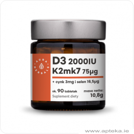 Witamina D3+K2mk7 + cynk + selen - 90 tabletek