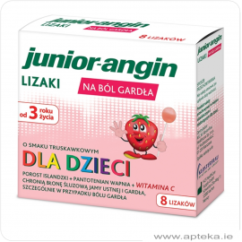 Junior-Angin, Lizaki na ból gardło - lizaki 8 szt. (3+)
