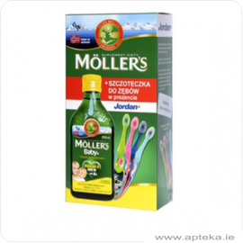 Mollers Tran Baby Plus 250ml cytrynowy + szczoteczka