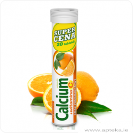Calcium + wit.C - 20 tabletek mus. pomarańcz